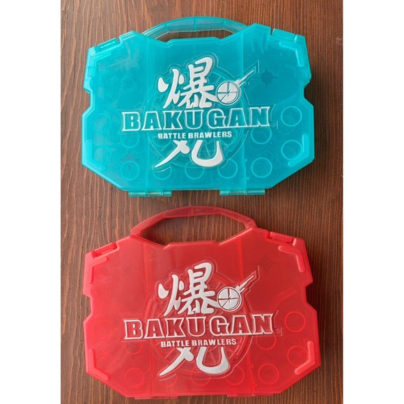 Bakugan Battle Brawlers TWO Carrying Cases Red And Blue Teal White Logo Latches - Picture 1 of 9